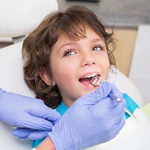 Child during dental exam